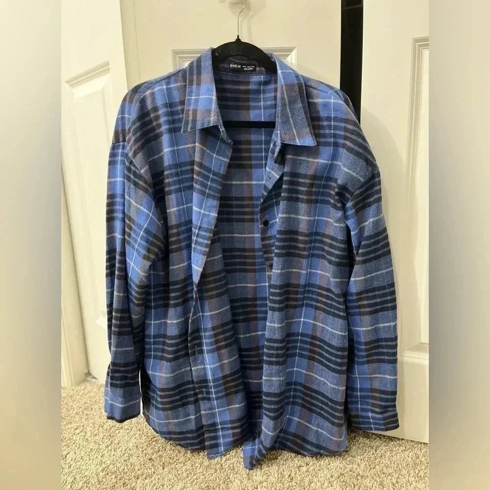 SHEIN flannel pattern button up shirt size XL (size 12)